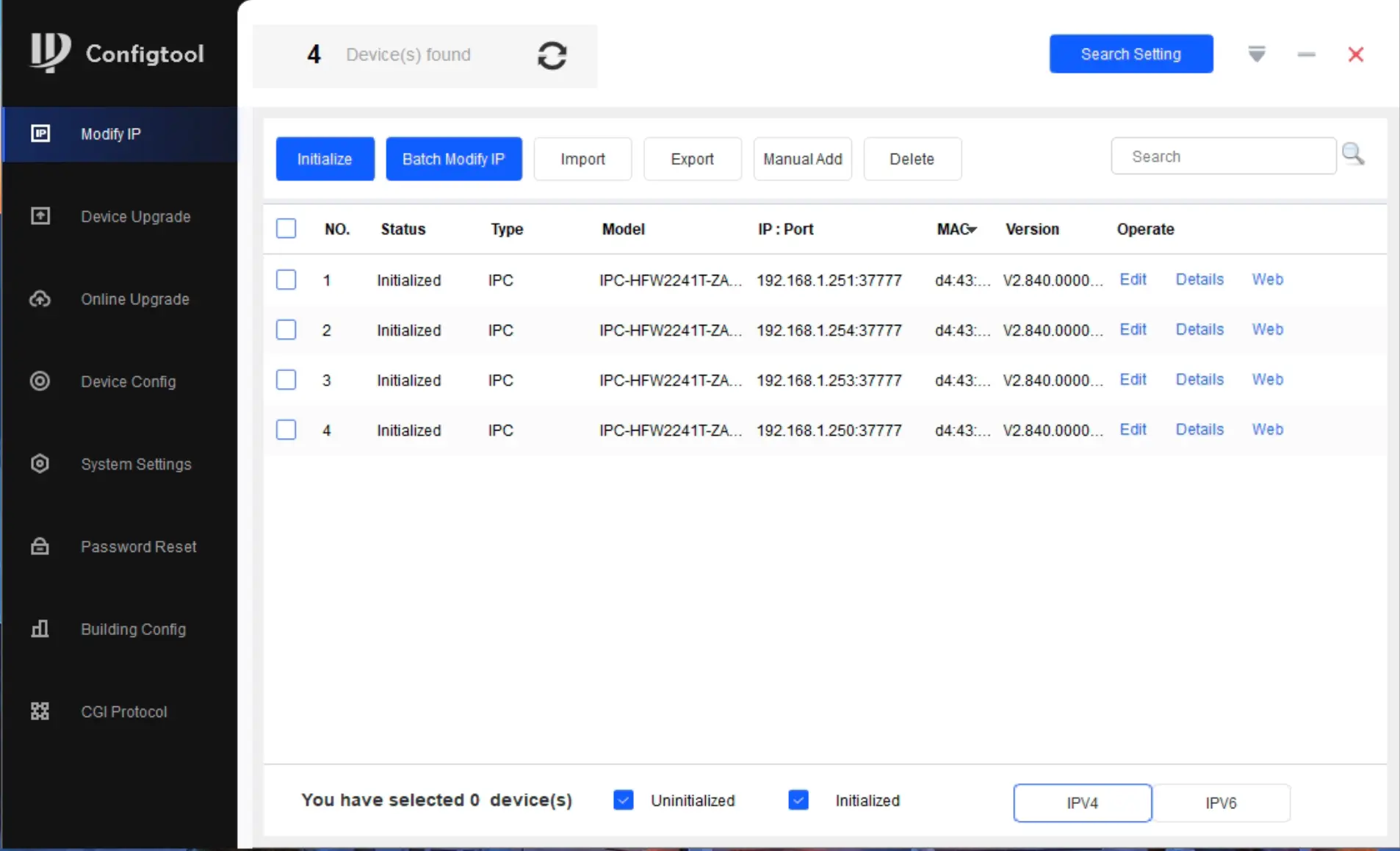 Dahua ConfigTool arayüzü - Maygis Kaynaklar